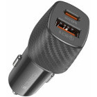 Incarcator auto Lamtech 1x USB, 1x USB-C, PD 25W, QC 18W, Black