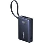 Baterie externa Baseus PicoGo, 10000 mAh, 1x USB, 1x USB-C, 45 W, Display, Cablu USB-C integrat, Black