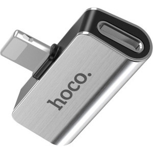 Cablu de date / adaptor Hoco LS24, Adaptor Lightning Male la 2x Lightning Female, Silver