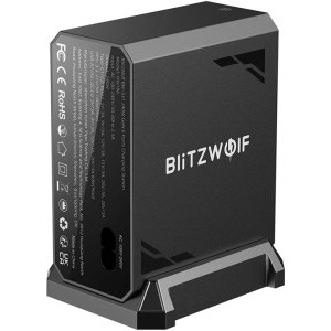 BlitzWolf BW-S31, 4x USB-C, 2x USB, Quick Charge 240 W, Display, Black