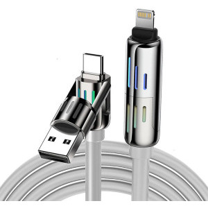 Cablu de date / adaptor BlitzWolf BW-HDC6 USB-C Male / USB Male la USB-C Male / Lightning Male, 240 W, 1.2 m, Grey