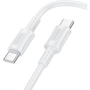 Cablu de date / adaptor Borofone BX111, USB-C Male la USB-C Male, 1 m, White, amperaj maxim suportat 3A