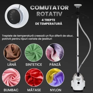 Suporto Aparat de calcat vertical cu abur ACA3A, 2200W, 45g/min, Alb/Negru