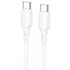 Cablu de date / adaptor Borofone BX93, USB-C Male la USB-C Male, 60 W, 1 m, White