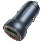 Incarcator auto Borofone BZ34B, 1x USB-C, 1x USB, 30 W, Black