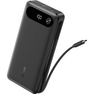 Baterie externa Anker A1383H11, 20000 mAh, 1x USB, 2x USB-C, 87 W, Display, Cablu USB-C integrat, Black