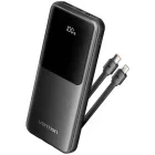 Baterie externa Vention FHOB0, 10000 mAh, 2x USB, 1x USB-C, 22.5 W, Display, Cablu USB-C & Lightning integrat, Black