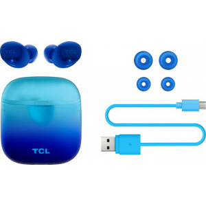 TCL SOCL500TWS Ocean Blue, Bluetooth 5.0, autonomie 33 de ore, protectie apa/transpiratie IPX4, incarcare rapida 15 min pentru o ora de utilizare si incarcare wireless, USB C