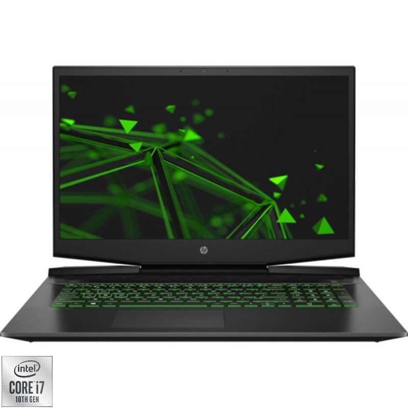 Laptop HP Gaming 17.3'' Pavilion 17-cd1030nq, FHD IPS 144Hz, Procesor Intel® Core™ i7-10750H (12M Cache, up to 5.00 GHz), 16GB DDR4, 512GB SSD, GeForce RTX 2060 6GB, Free DOS, Shadow Black