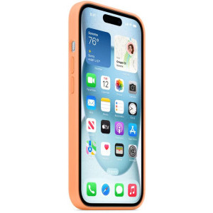 Apple Protectie pentru spate, material silicon pentru iPhone 15, culoare Orange Sorbet