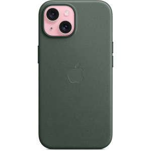 Apple Protectie pentru spate, material FineWoven, cu MagSafe pentru iPhone 15, culoare Evergreen