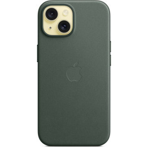 Apple Protectie pentru spate, material FineWoven, cu MagSafe pentru iPhone 15, culoare Evergreen