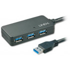 Hub USB LINDY 4 porturi, USB 3.0 Active Hub Pro, 10m, Negru
