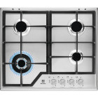 Plita incorporabila Electrolux KGS6436SX, Gaz, 4 zone de gatit, Aprindere electrica, Dispozitiv de siguranta, Gratare fonta, Arzator Wok, 60 cm, Inox