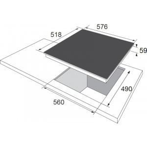 Hansa BHCI66706, Vitroceramica, 4 zone de gatit, HeatControl, Temporizator, Control touch, Timer, 60 cm, Negru