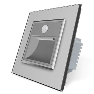 Livolo Lampa de veghe LED cu rama din sticla, Senzor miscare incorporat, Gri