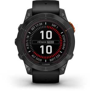 Garmin Fenix 7 Pro Solar, Glass, curea Neagra, Slate Grey