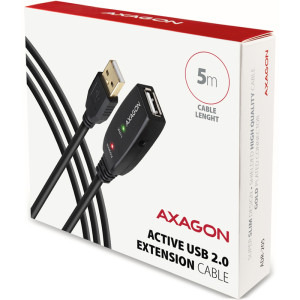 AXAGON USB 2.0 tip A Male - USB 2.0 tip A Female, 5m, negru