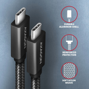 AXAGON USB 3.2 Tip C Male - USB 3.2 Tip C Male, 2m, negru
