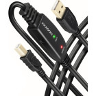 Cablu periferice AXAGON USB 2.0 tip A Male - USB 2.0 tip B Male, 15m, negru