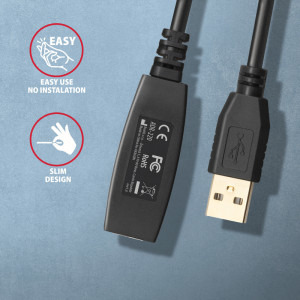 AXAGON USB 2.0 tip A Male - USB 2.0 tip A Female, 20m, negru