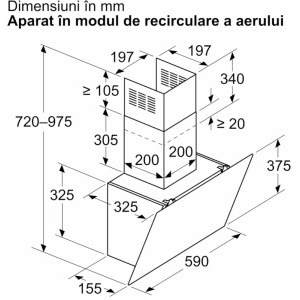 Bosch decorativa DWK65DK60, Putere de absorbtie 550 m3/h, 4 trepte de viteza, 60 cm, Negru
