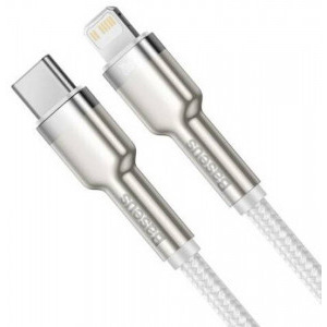 Baseus Cafule Metal, CATLJK-A02, USB-C Male la Lightning Male, 1 m, White
