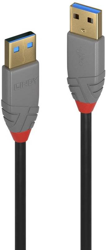 Cablu periferice LINDY Anthra, USB 3.0 Male tip A - USB 3.0 Male tip A, 5m, negru-gri