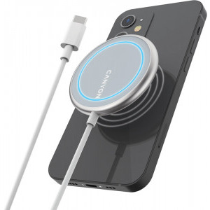 Incarcator wireless Canyon WS-100 Wireless Qi Fast charge pentru iPhone 15W, Silver