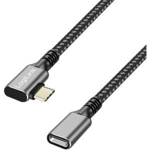 Logilink CUA0111 Extensie USB-C Male la USB-C Female, 100 W, Angled, 1 m, Black