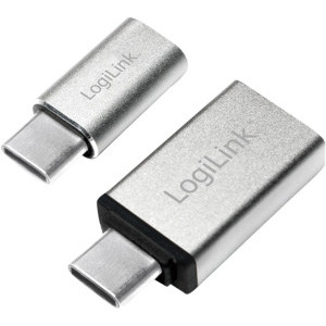 Cablu de date / adaptor Logilink AU0040 Adaptor OTG, USB-C Male la USB Female + micro USB Female, Grey