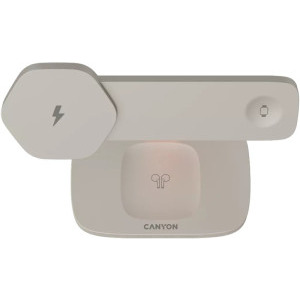 Canyon 3-in-1, Wireless Charging Station Hexagon 310, Light Grey/Orange, cu adaptor 20W