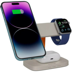 Canyon 3-in-1, Wireless Charging Station Hexagon 310, Light Grey/Orange, cu adaptor 20W