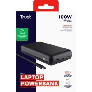 Trust Laro, 20000 mAh, 1x USB-A, 2x USB-C, 100W Power Delivery, Black, posibilitate incarcare laptop