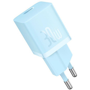 Incarcator retea Baseus P10110902313-00, 1x USB-C, Quick Charge 30 W, GaN, Blue + Cablu USB-C 1 m