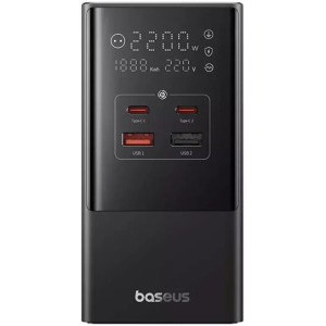 Baseus E00023606113-00, 2x USB-C, 2x USB, 3x Schuko, Quick Charge 35 W, GaN, Black