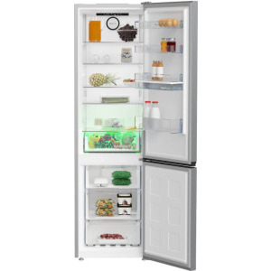 Beko B3RCNA404HDXB, 355 L, Clasa E, No Frost, HarvestFresh, AeroFlow, MaxStore, Dozator apa, Control electronic, 203 cm, Metal Look
