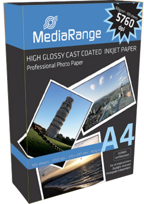 Hartie MediaRange High Glossy Foto A4 100 coli