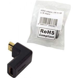 Logilink 1x HDMI Female - 1x HDMI Male, conector 90 grade, negru