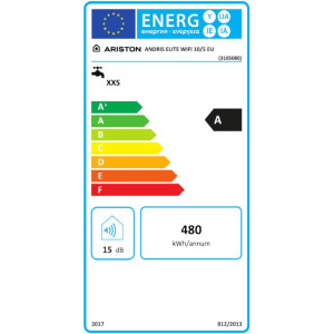 Ariston electric Andris Elite Wi-Fi 10/5 EU, 10 L, 1200 W, Butoane soft touch, Control vocal, Clasa A, Montare deasupra chiuvetei, Alb
