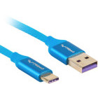 Cablu periferice Lanberg USB tip A 2.0 Male la USB-C 2.0 Male, 1 m, Albastru